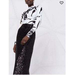 Camille La Vie high-waisted sequinned skirt black Sz US 8